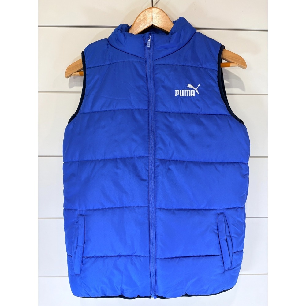 Puma Youth‎ Royal Blue Puffer Vest Full Zip Quilted Sleeveless Jacket Size L